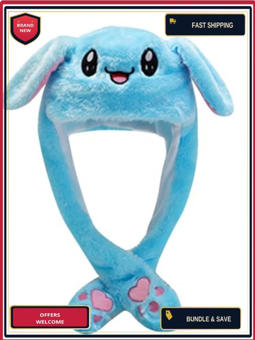 Moving Ear Bunny Hat Plush Polyester Cosplay Headwear One Size